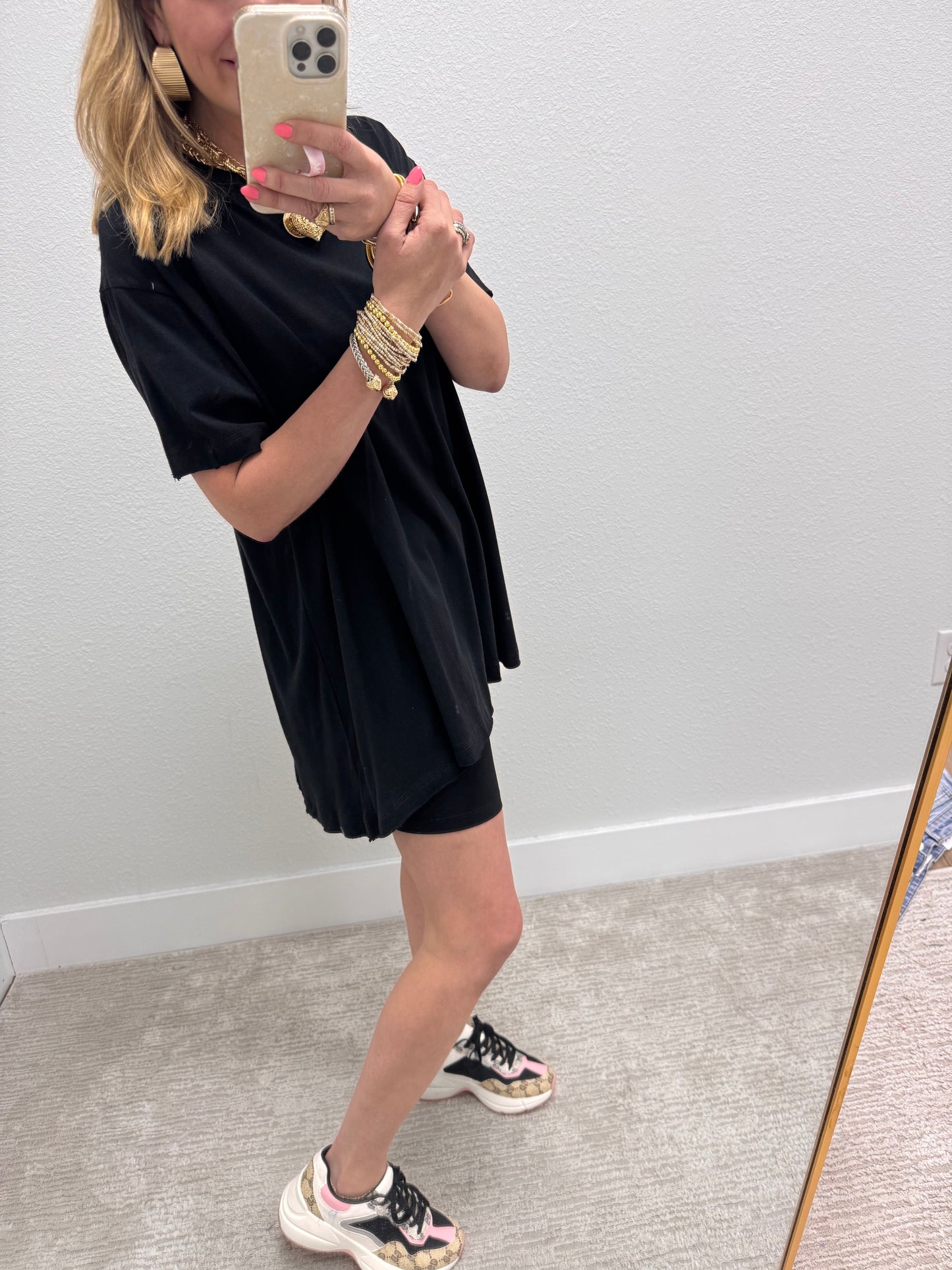 Black High Low Oversized Top