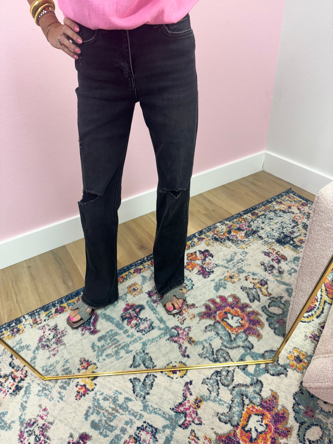 Black Vervet High Rise Distressed Jeans FS