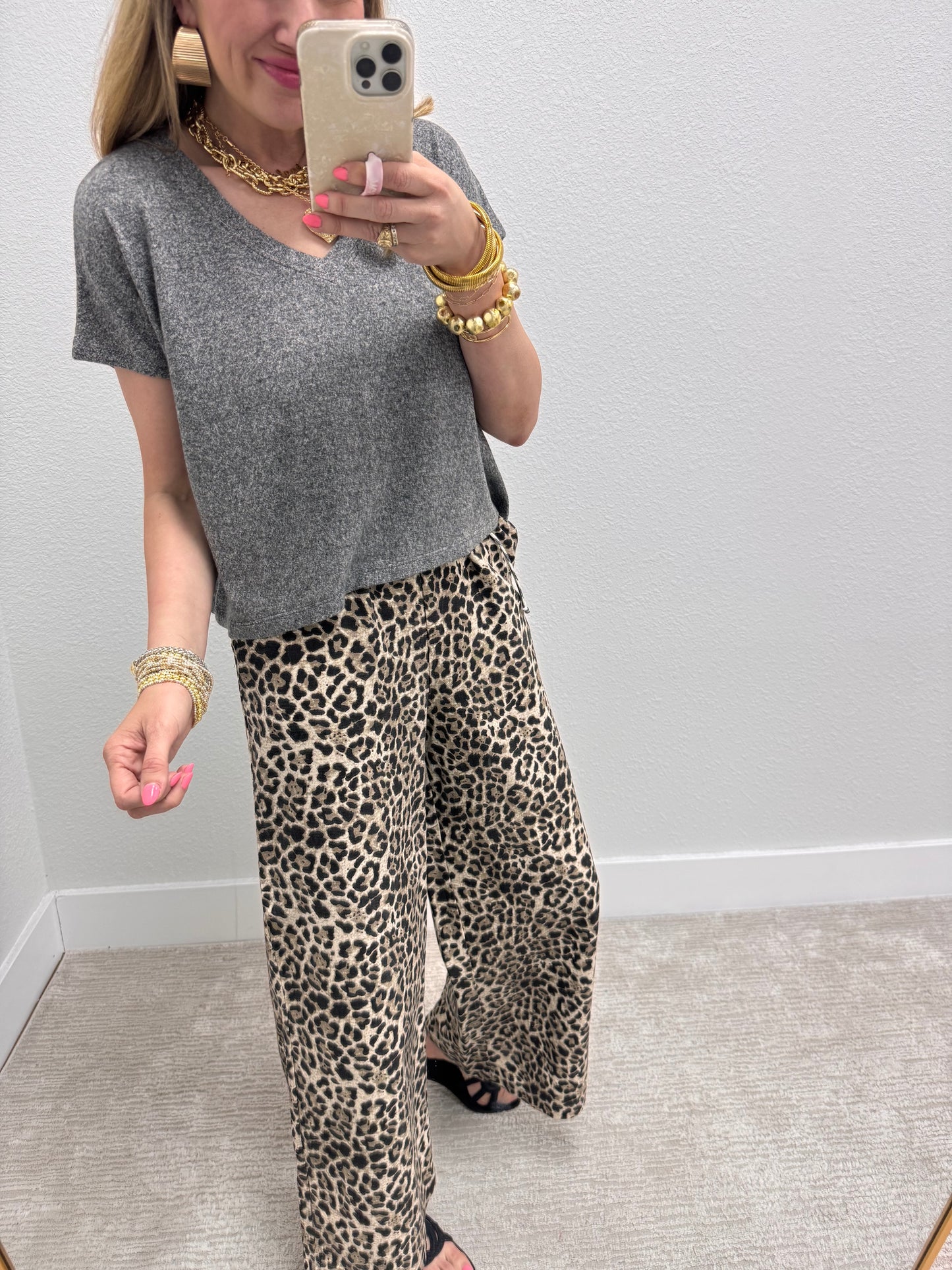 Stripe and Leopard Contrast Pant