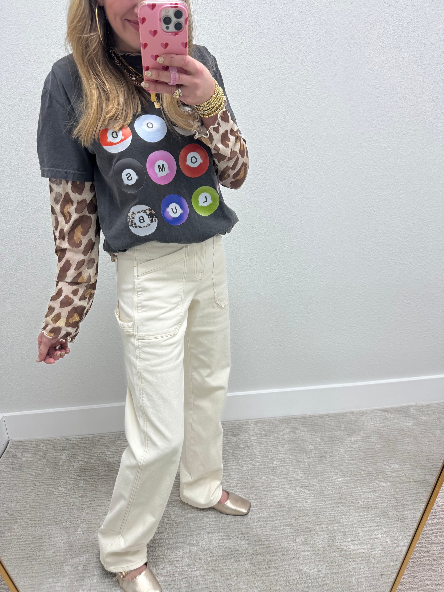 Risen Ivory High Rise Wide Straight Turn Up Cuff Pants FS