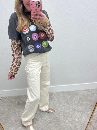 Risen Ivory High Rise Wide Straight Turn Up Cuff Pants FS