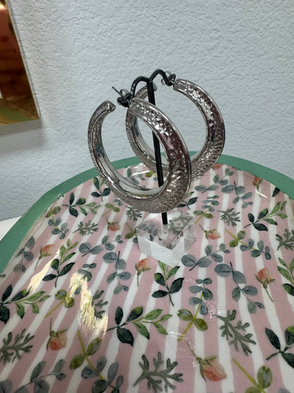 Hollow Textured Hoops (Silver and Gold)