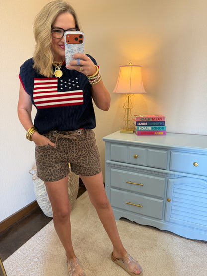 Navy American Flag Lightweight Sweater Top