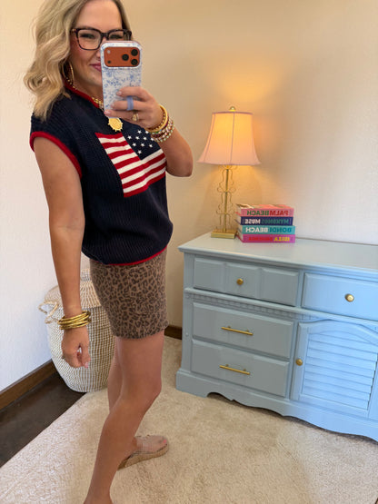 Navy American Flag Lightweight Sweater Top