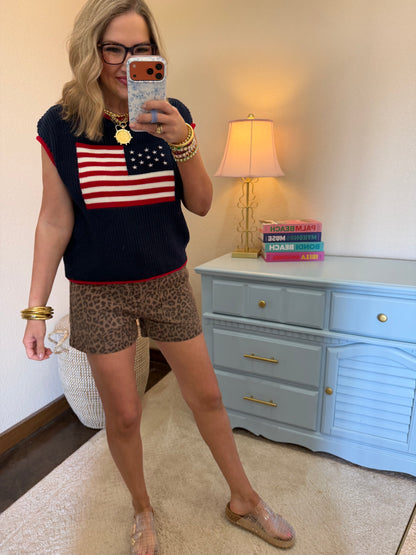 Navy American Flag Lightweight Sweater Top