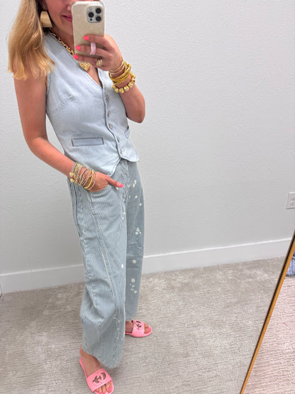 Light Denim Button Vest FS