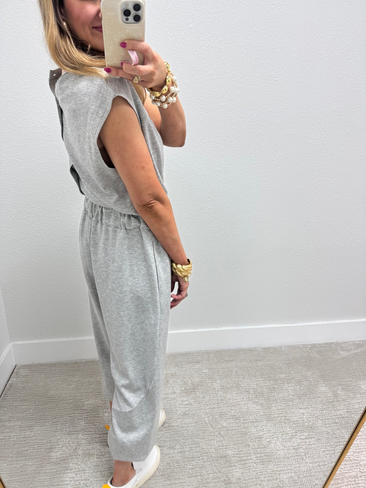 Scuba Grey Embellished Jumpsuit