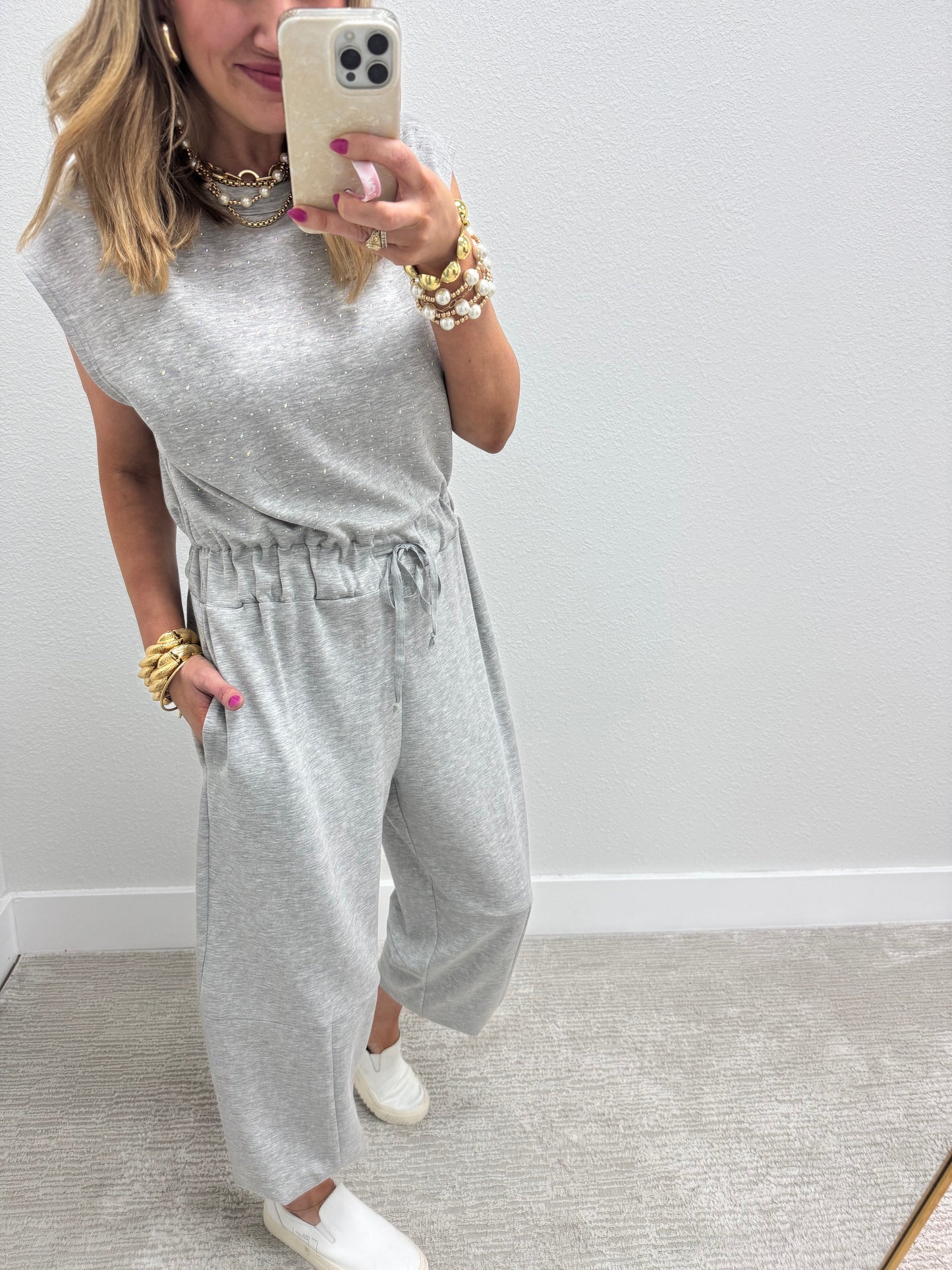 Scuba Grey Embellished Jumpsuit