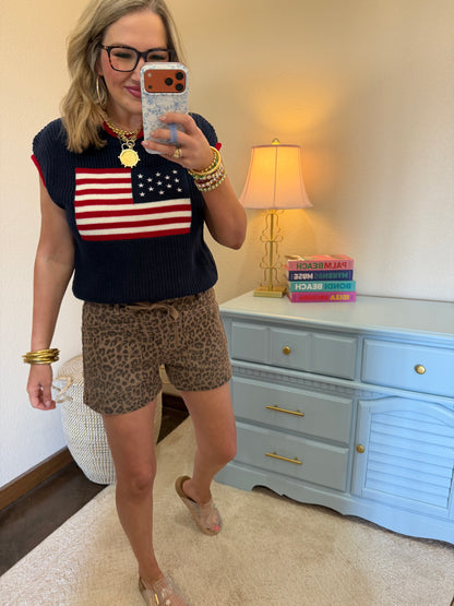 Navy American Flag Lightweight Sweater Top