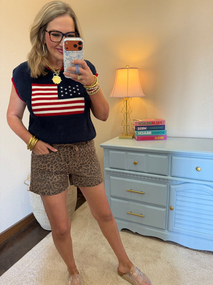 Navy American Flag Lightweight Sweater Top