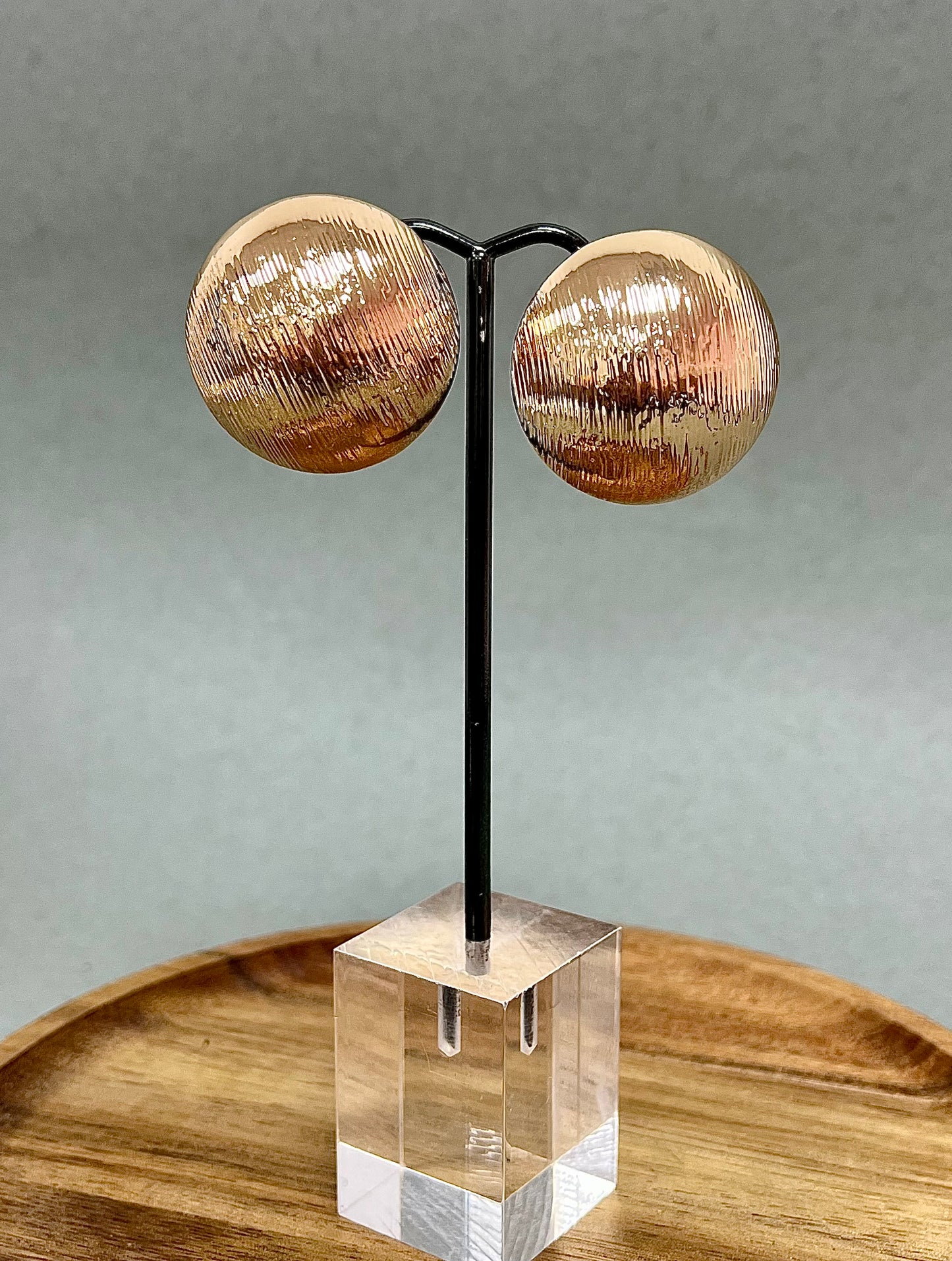 Round Puff Studded Earrings (Silver and Gold)