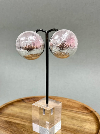 Round Puff Studded Earrings (Silver and Gold) FS