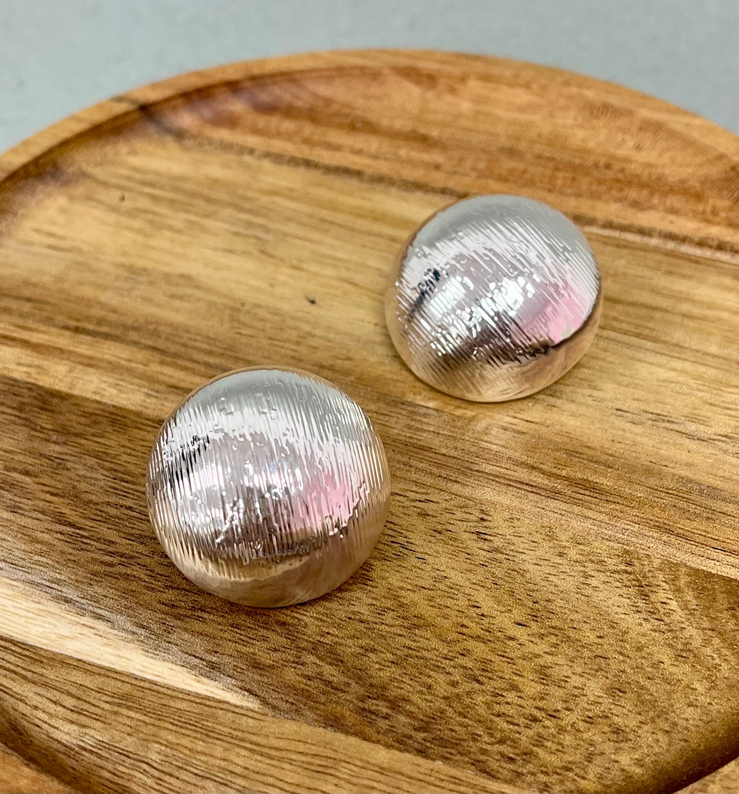 Round Puff Studded Earrings (Silver and Gold)