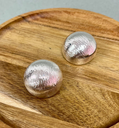 Round Puff Studded Earrings (Silver and Gold) FS