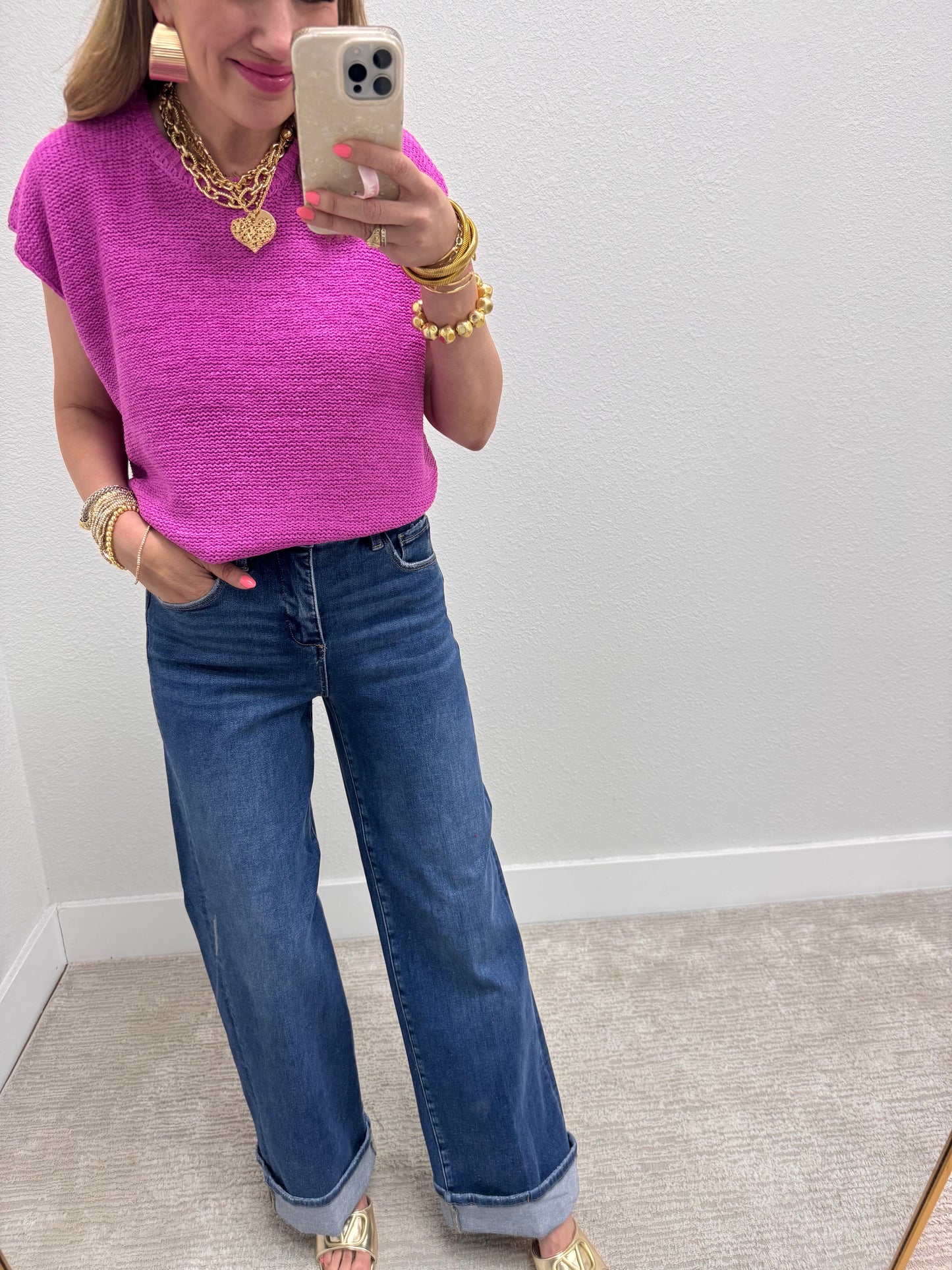Risen Dark Tummy Control Long Inseam Wide Leg With Cuff