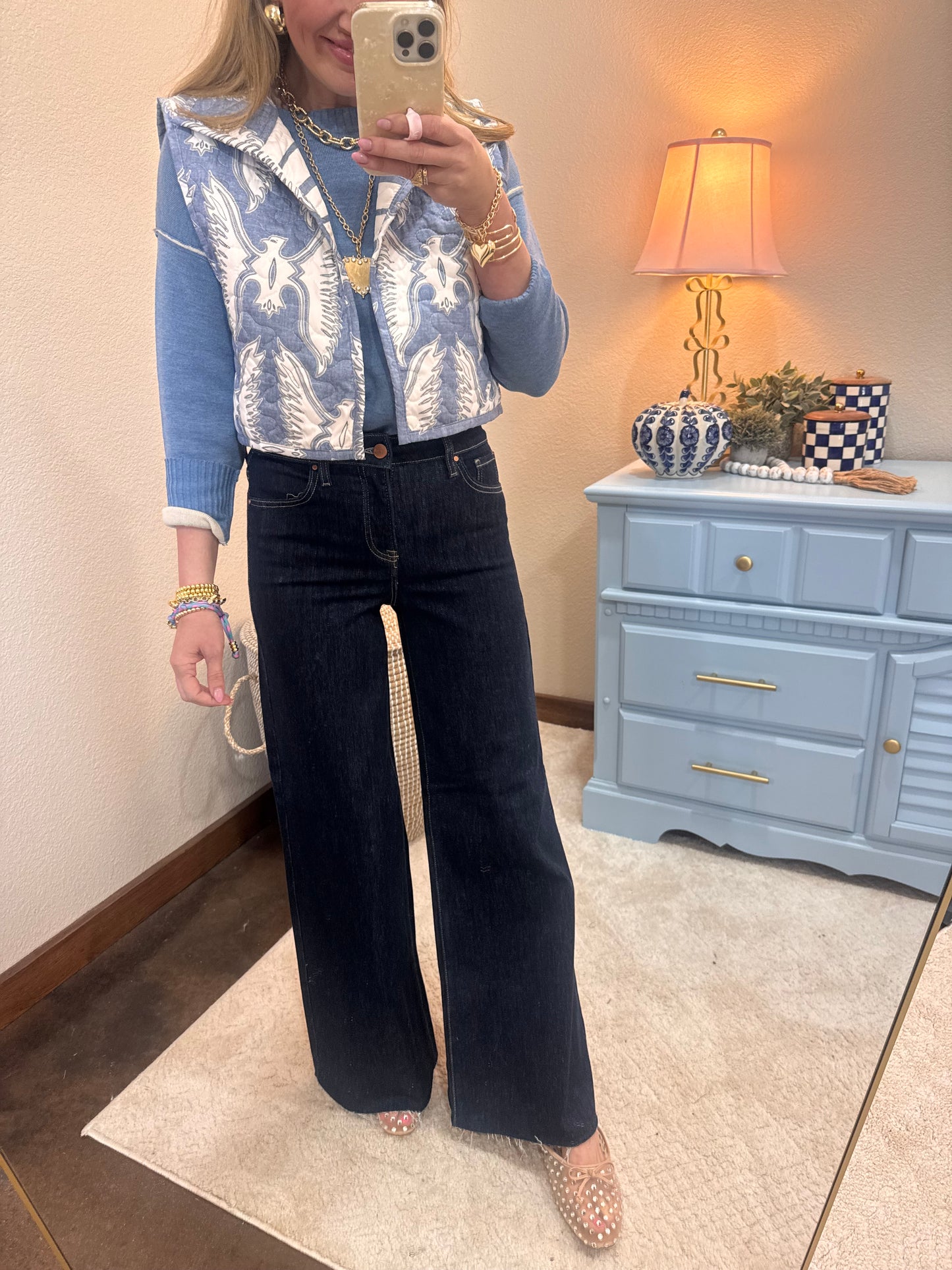 Risen Dark High Rise Gold Lurex Palazzo Pants