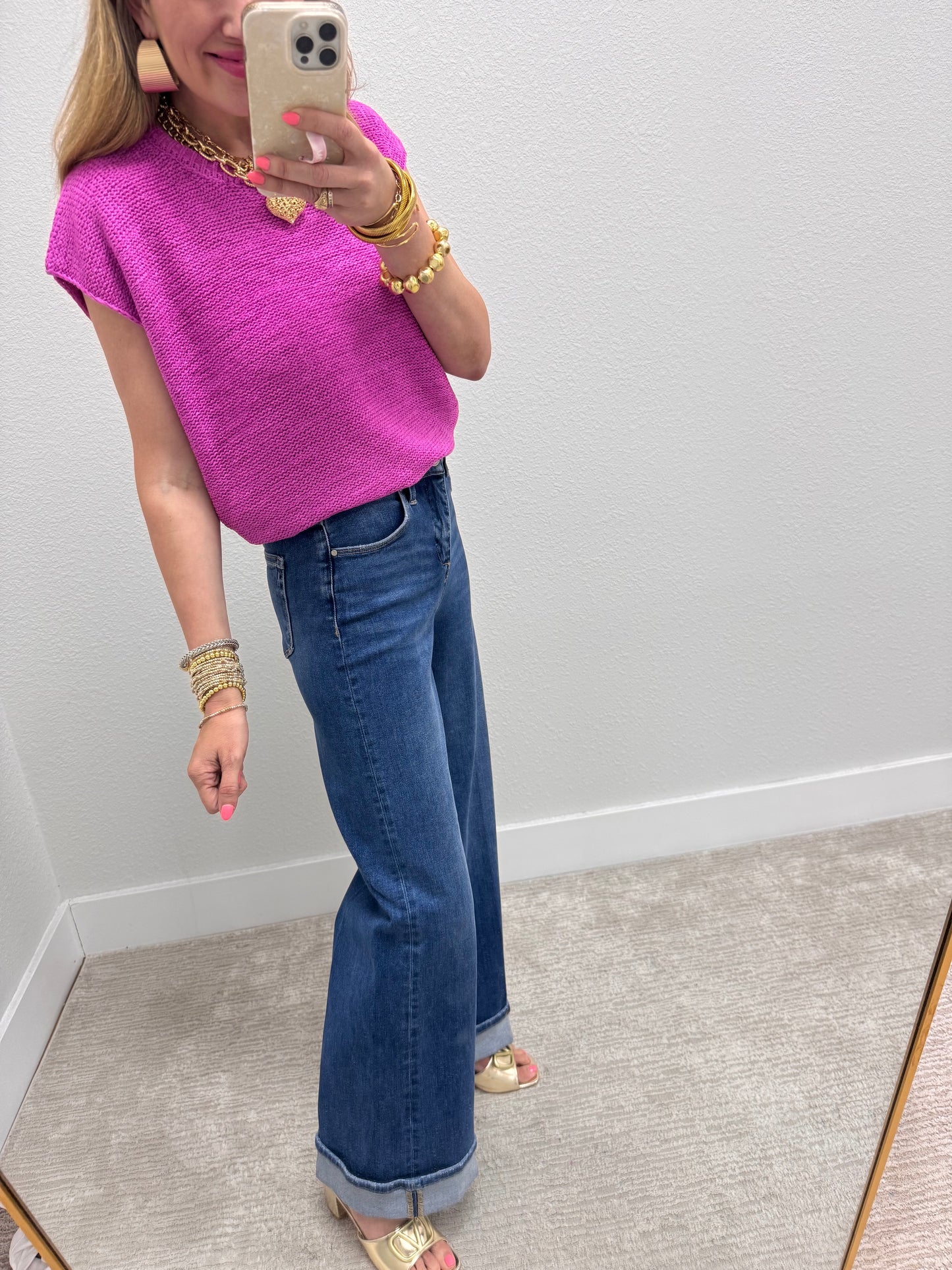 Risen Dark Tummy Control Long Inseam Wide Leg With Cuff