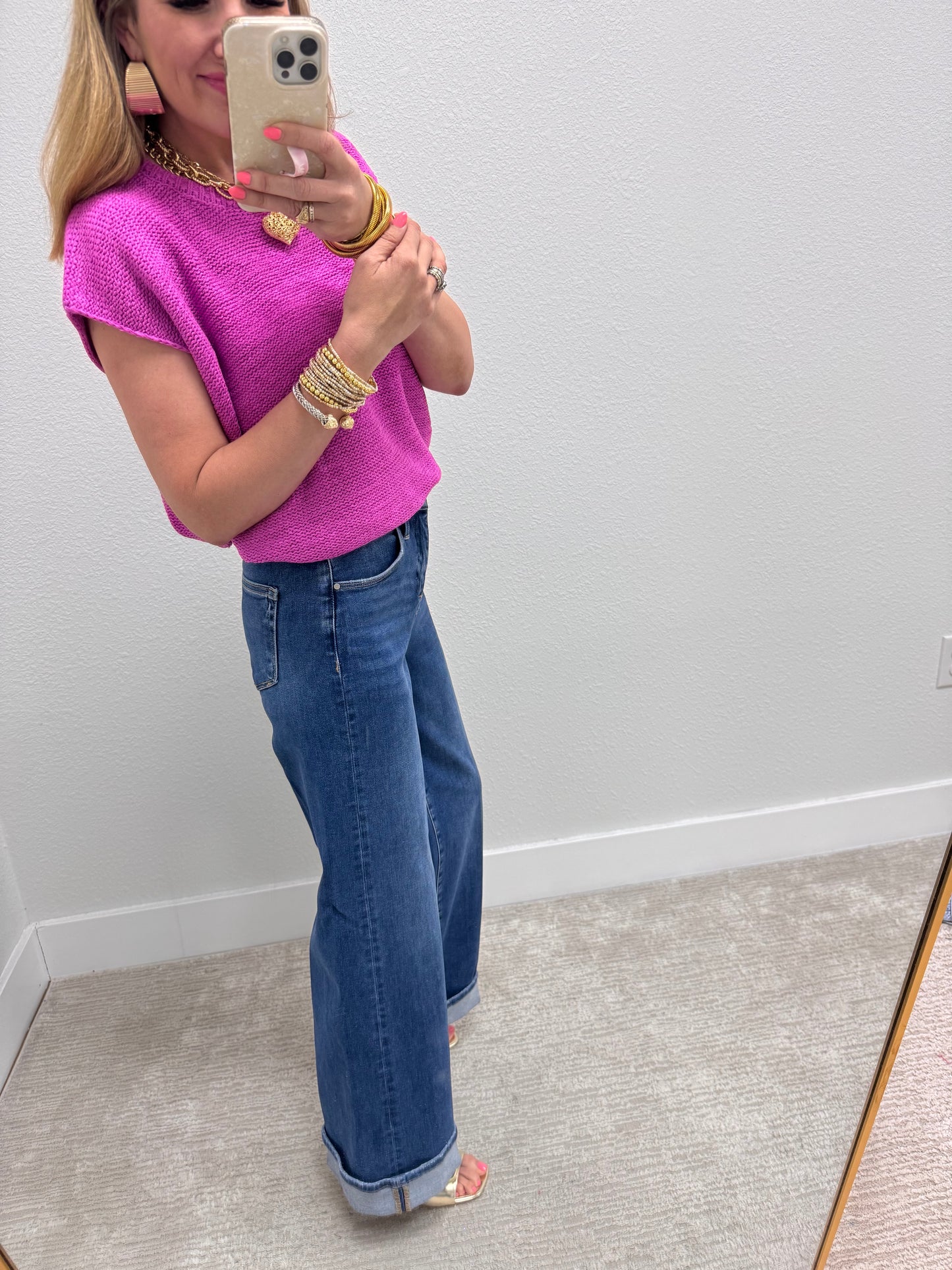 Risen Dark Tummy Control Long Inseam Wide Leg With Cuff
