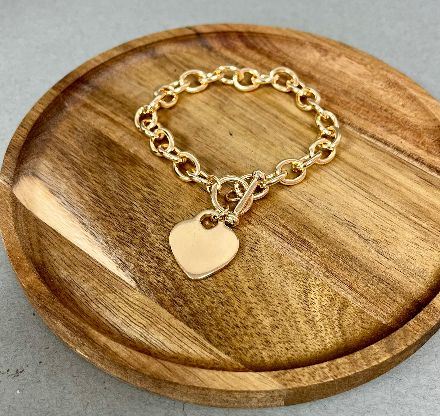 Heart Charm Bracelet and Necklace Combo (Silver and Gold)