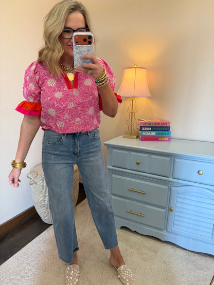 Vervet High Rise Crop Wide Leg Jeans