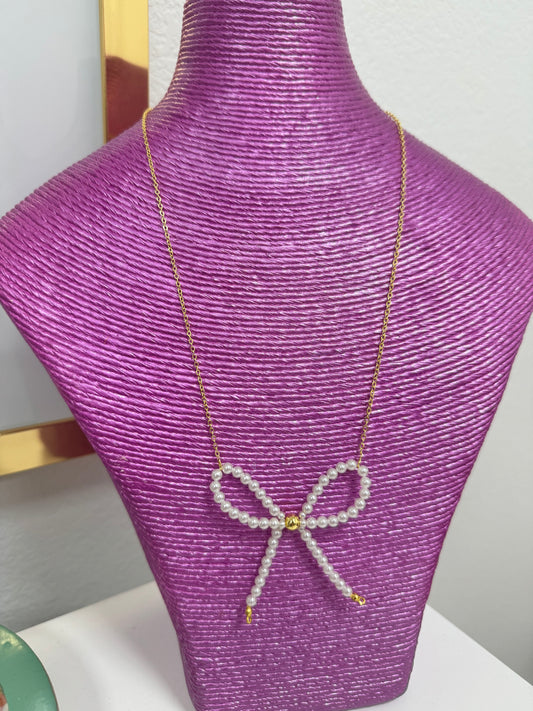 Pearl Bow Beaded Necklace FS