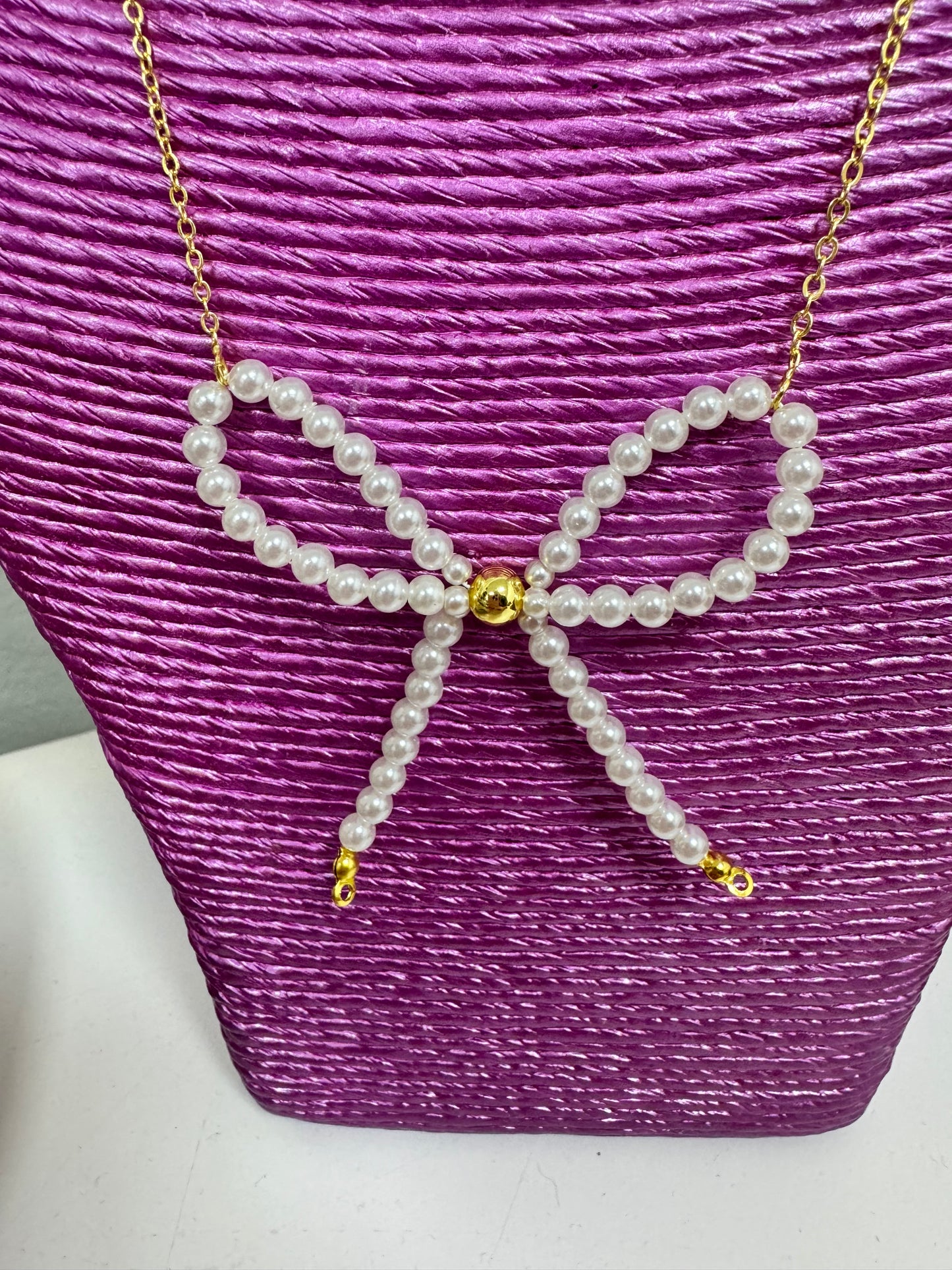 Pearl Bow Beaded Necklace FS