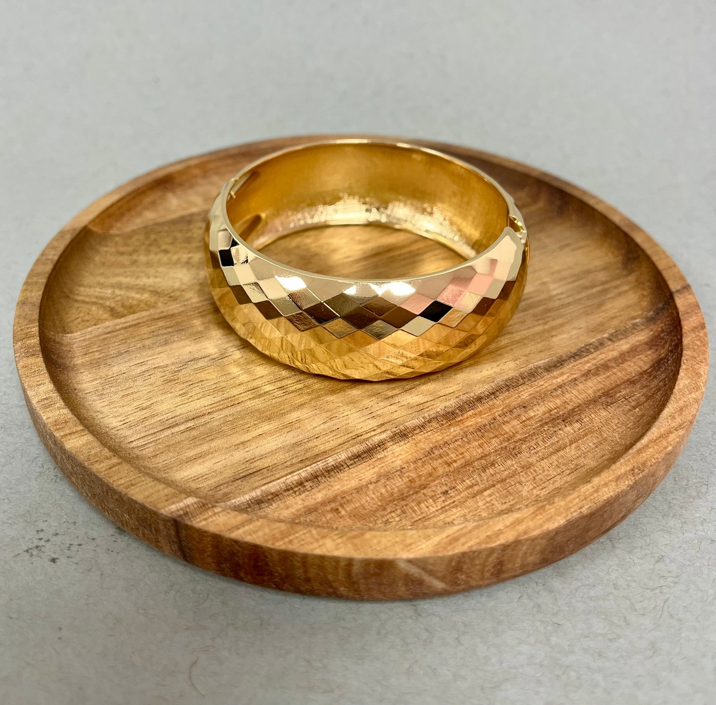 Textured Bangle Bracelet (Silver and Gold)