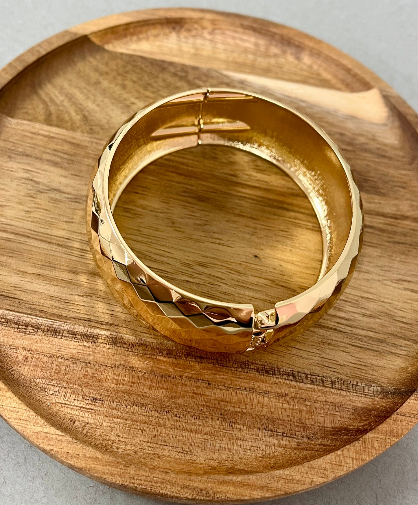 Textured Bangle Bracelet (Silver and Gold)