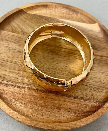 Textured Bangle Bracelet (Silver and Gold)