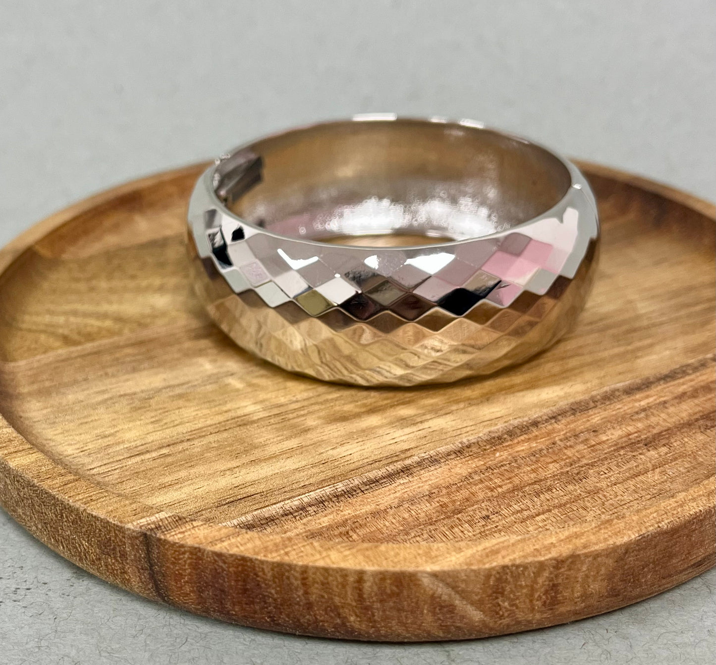 Textured Bangle Bracelet (Silver and Gold)