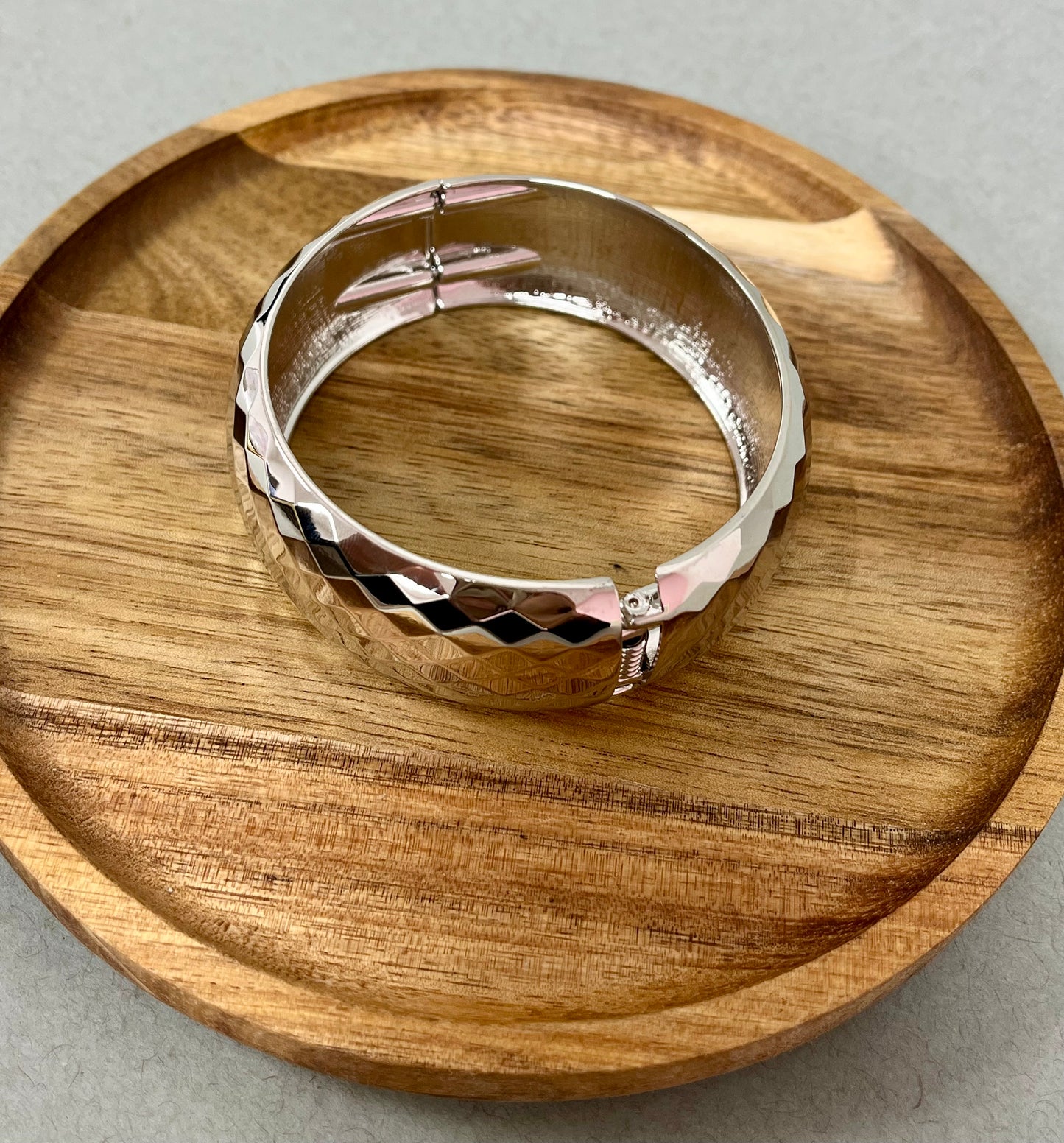 Textured Bangle Bracelet (Silver and Gold)