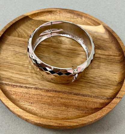 Textured Bangle Bracelet (Silver and Gold)