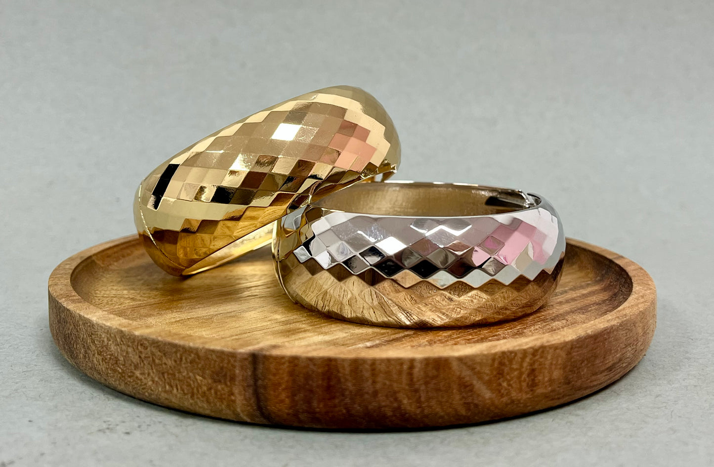 Textured Bangle Bracelet (Silver and Gold)