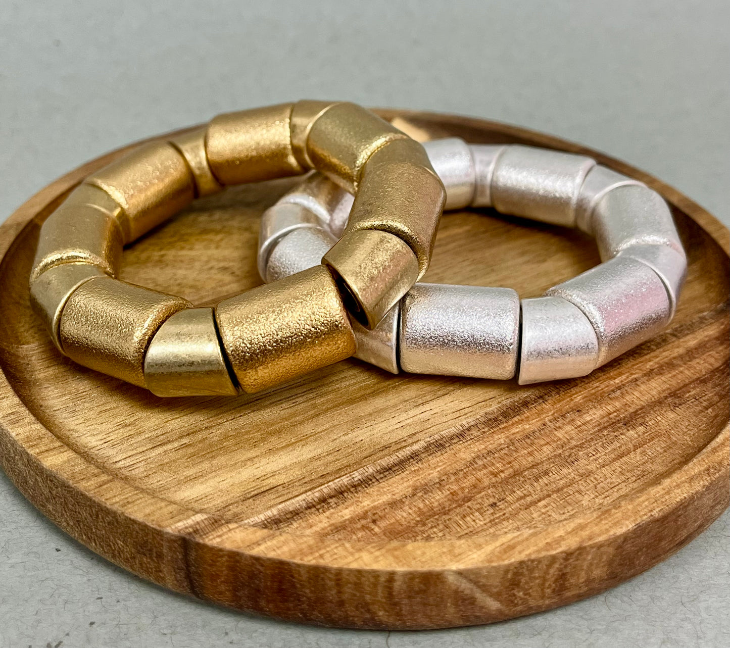 Thick Stretchy Bracelet (Silver and Gold)