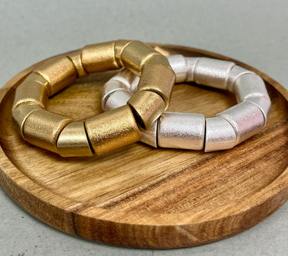 Thick Stretchy Bracelet (Silver and Gold)