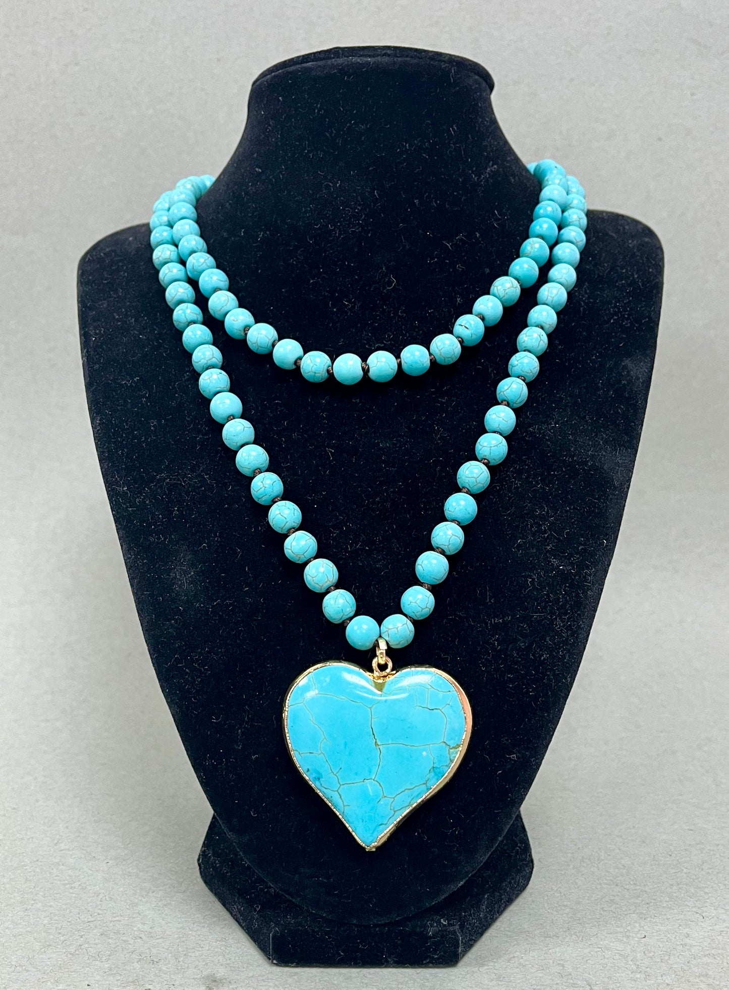 Turquoise Long Stone Heart Necklace