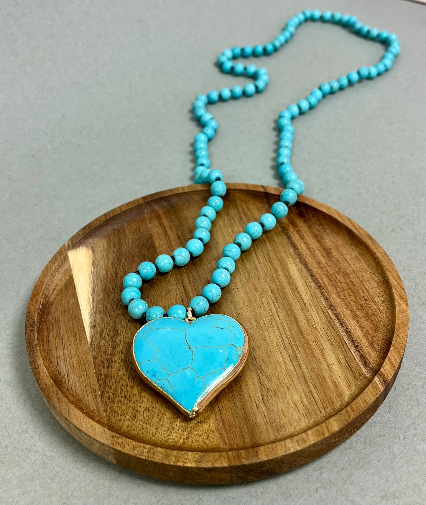 Turquoise Long Stone Heart Necklace
