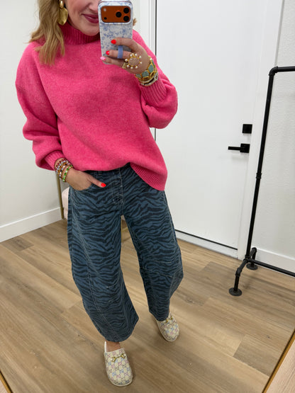Pink High Neck Sweater