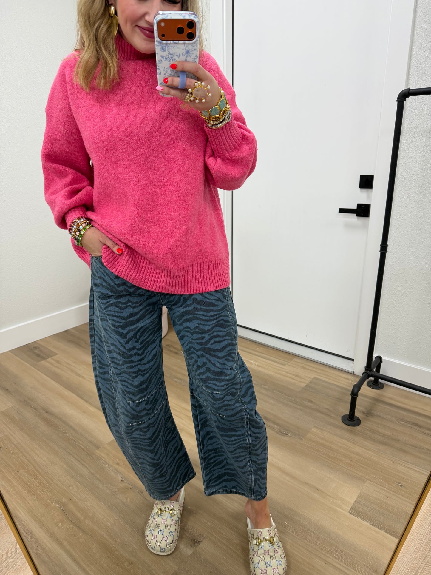 Pink High Neck Sweater