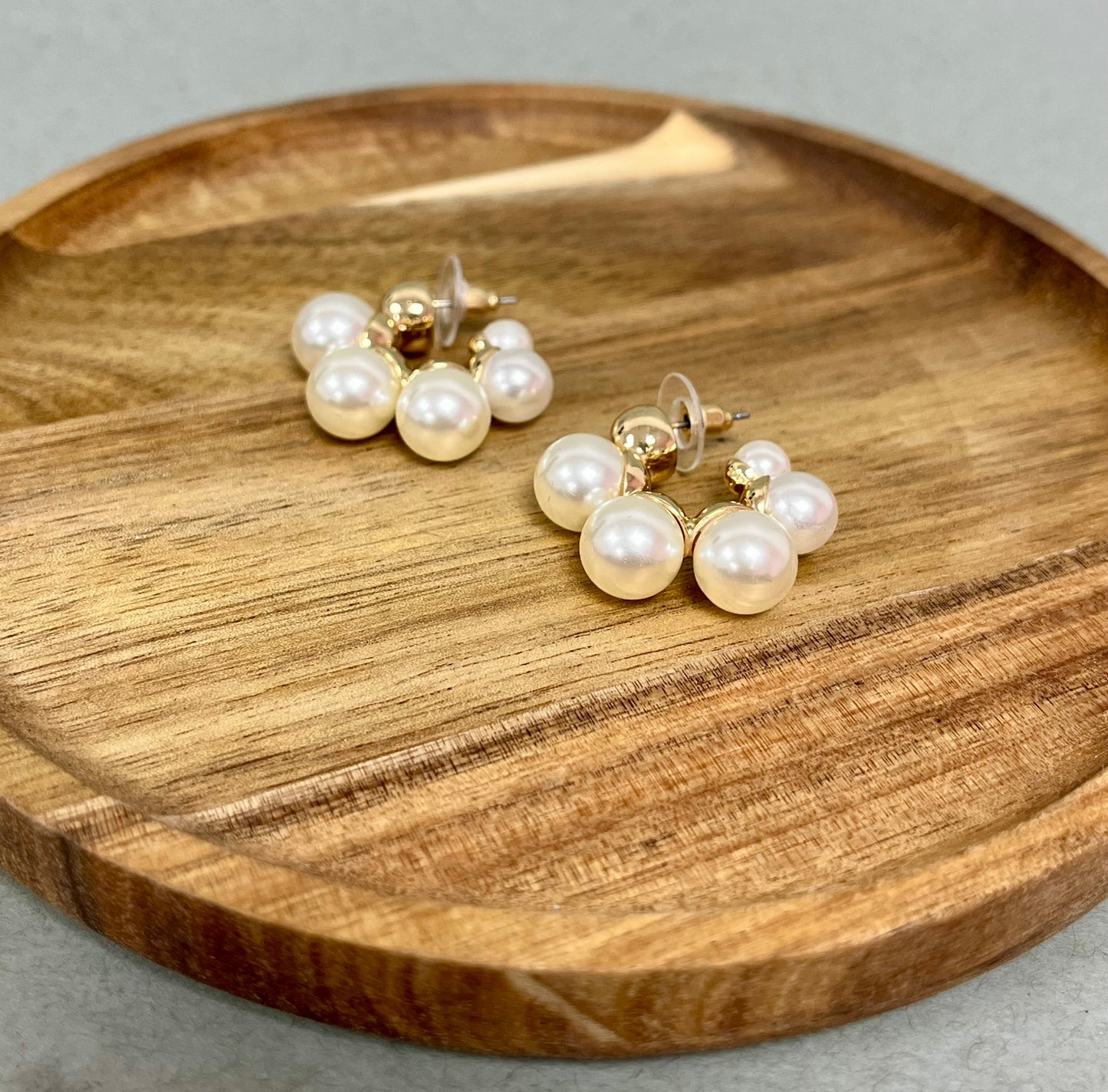 Medium Chunky Pearl Hoops (Silver and Gold)