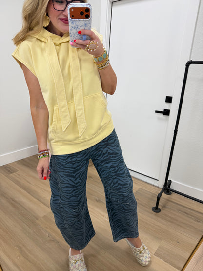 Lemon French Terry Sleeveless Hoodie