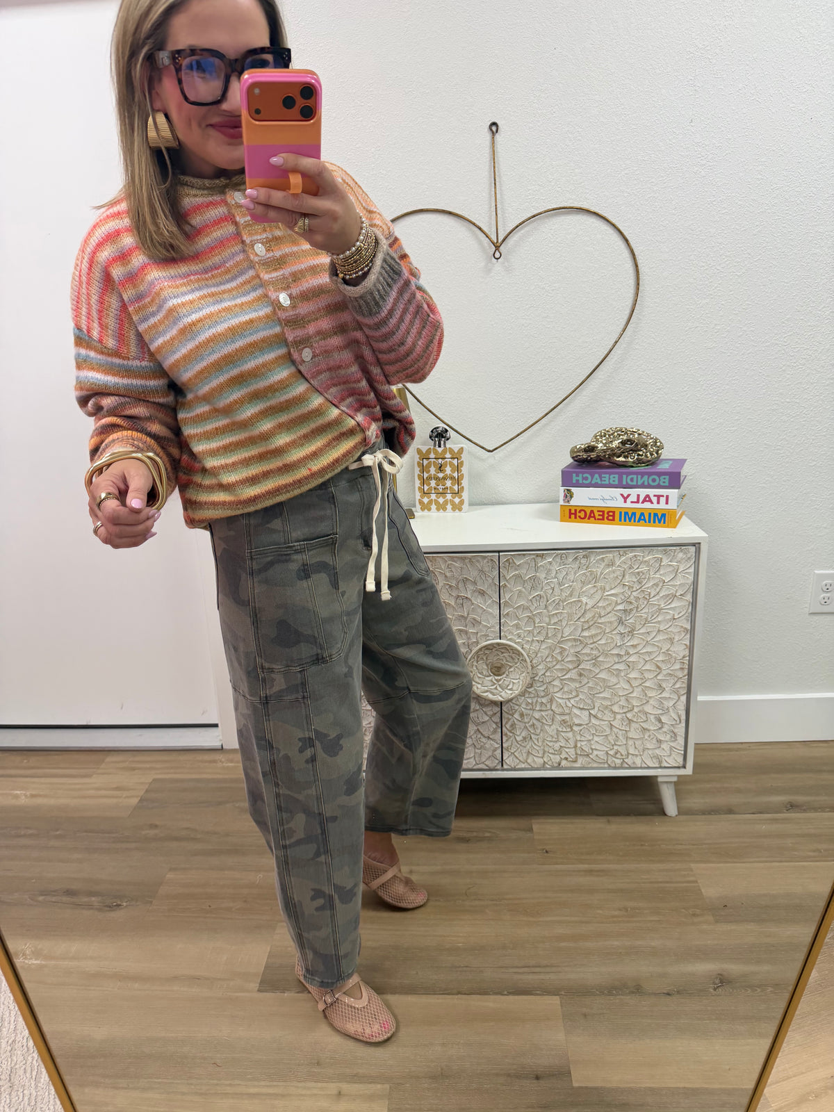 Pastel Rainbow Multi Color Button Up Cardigan