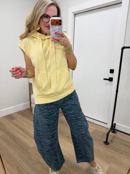 Lemon French Terry Sleeveless Hoodie