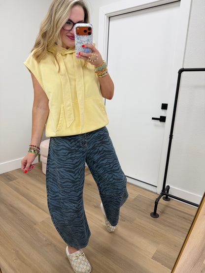 Lemon French Terry Sleeveless Hoodie