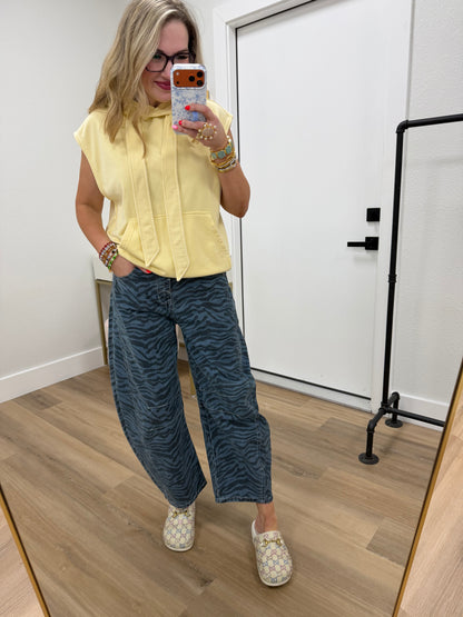 Lemon French Terry Sleeveless Hoodie