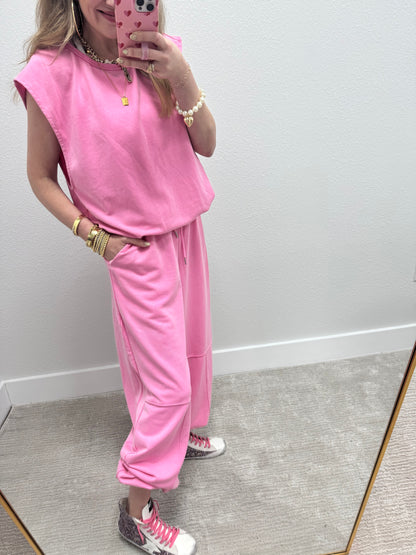 Pink Two Piece Balloon Style Pant Set