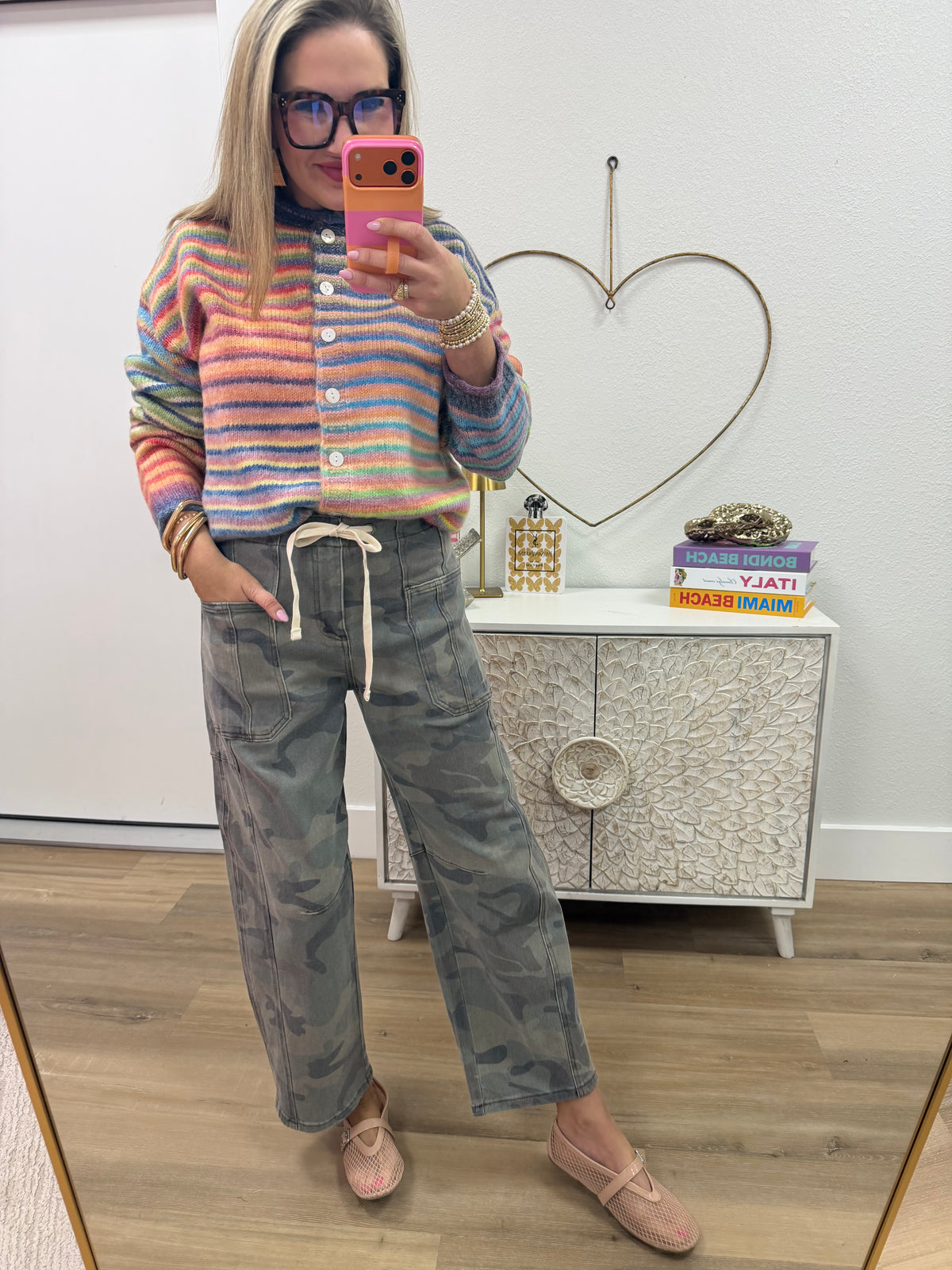 Rainbow Multi Color Button Up Cardigan