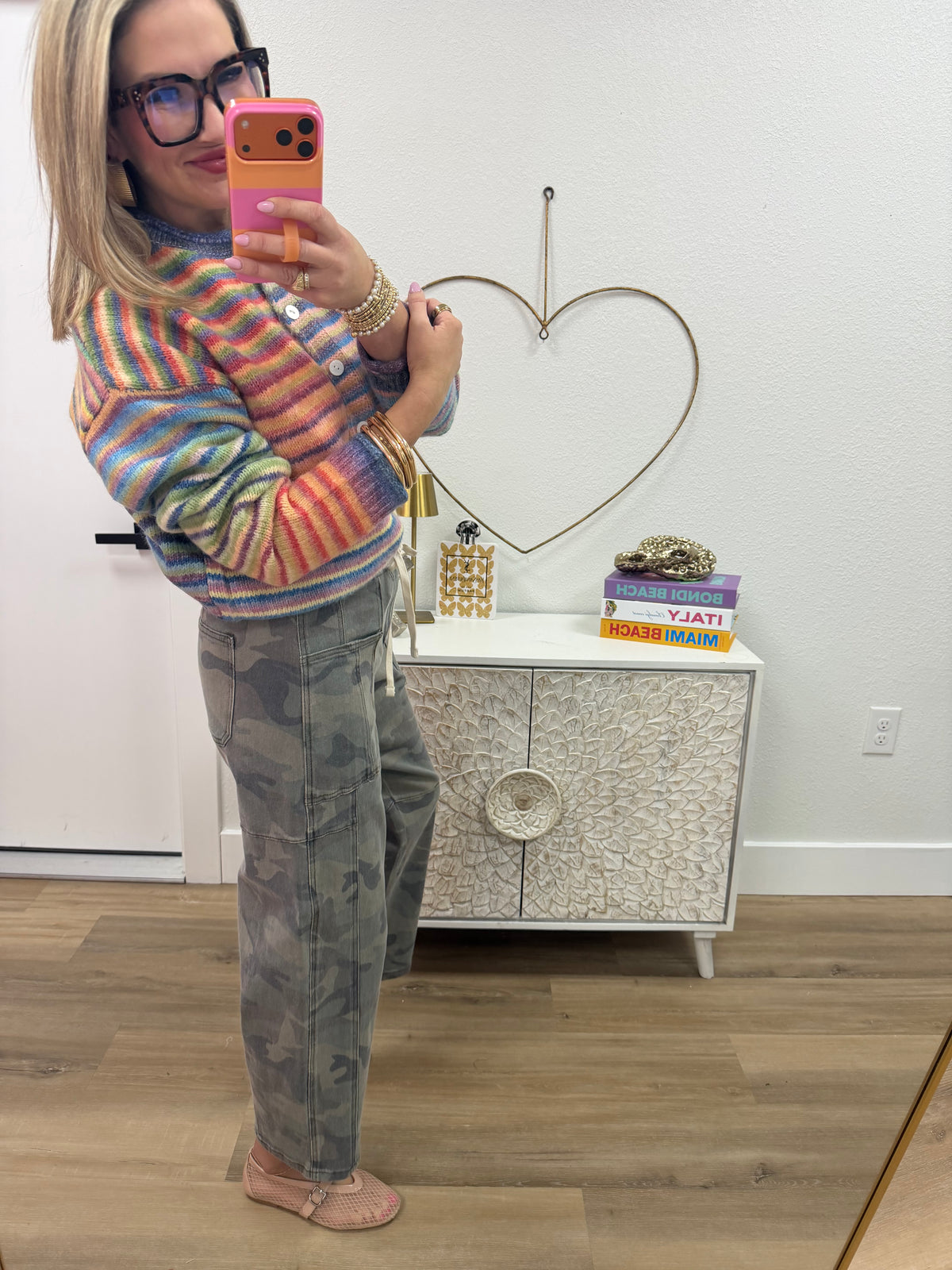Rainbow Multi Color Button Up Cardigan