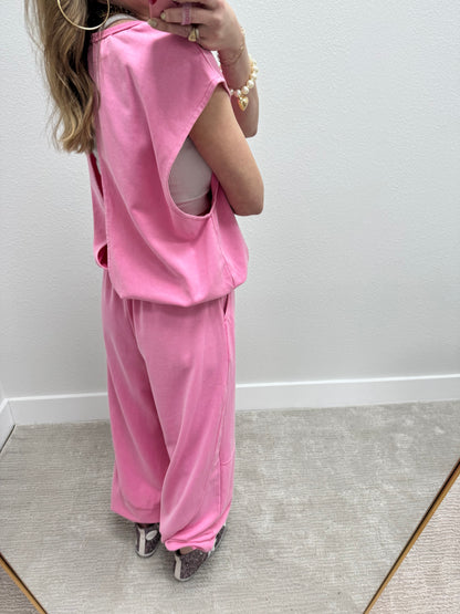 Pink Two Piece Balloon Style Pant Set