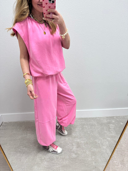 Pink Two Piece Balloon Style Pant Set